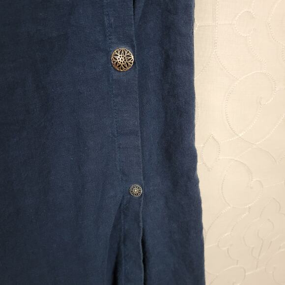 Click Color‎ Me Cotton Linen Wrap Skirt S Navy Blue Pockets Lagenlook Straight - Picture 4 of 10